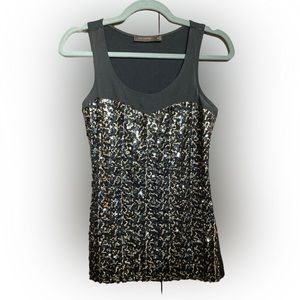 Black and gold sequin blouse